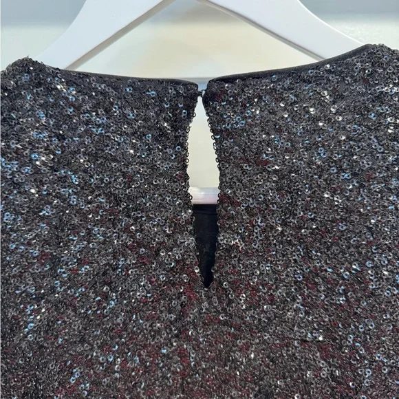 Endless Rose Sequin Shoulder Pad Top Black Women's S NWT - Picture 6 of 7